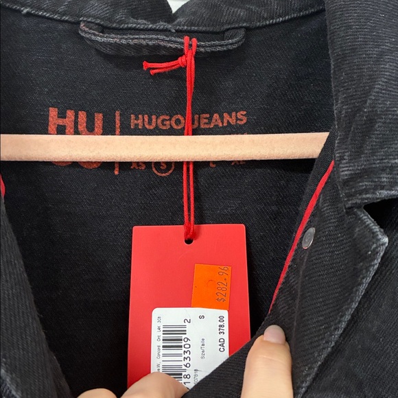 HUGO Black Fringe Denim Jacket - Picture 5 of 6